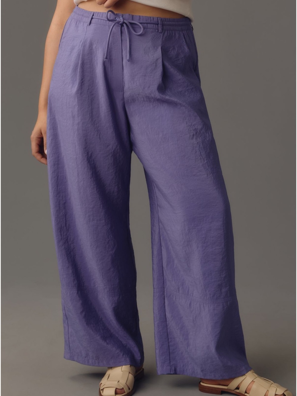 Anthropologie Maeve Seamed Wide Leg Track Pants Purple Pockets Sz XL - Picture 2 of 12